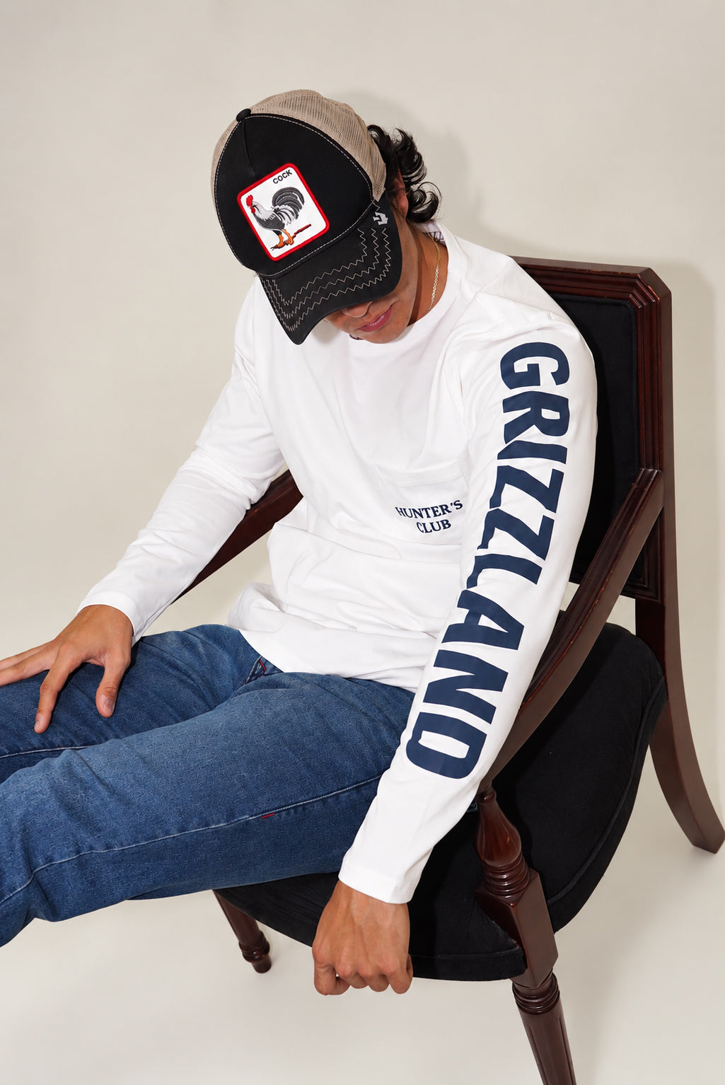 Long sleeve grizzland / camiseta manga larga blanca