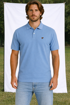 Polo azul bordada azul