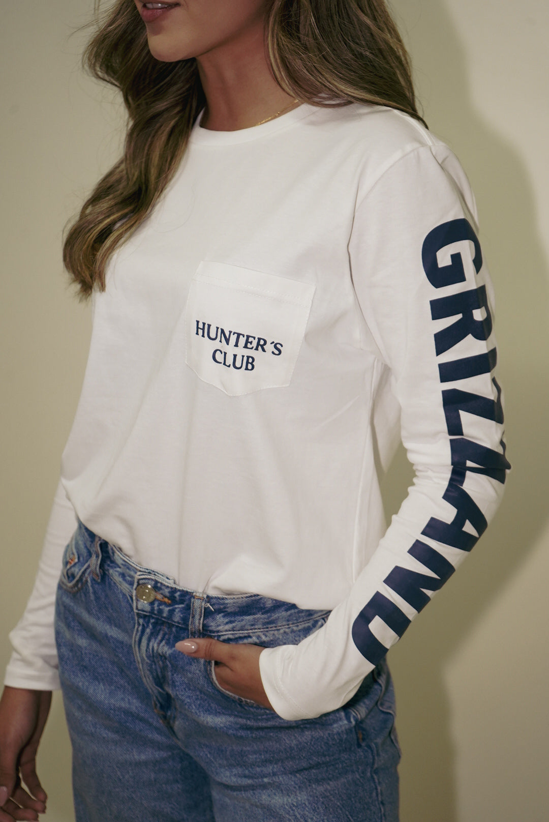 Long sleeve grizzland / camiseta manga larga blanca